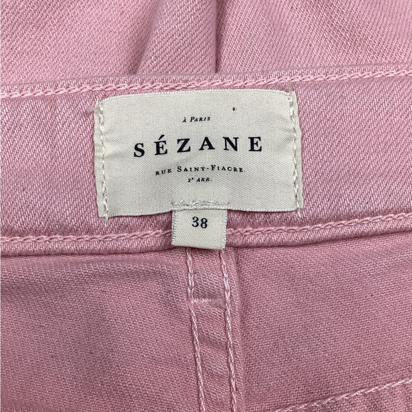 Sezane Paris Hi Rise Cropped Slim Straight Pink Jeans - Picture 7 of 10